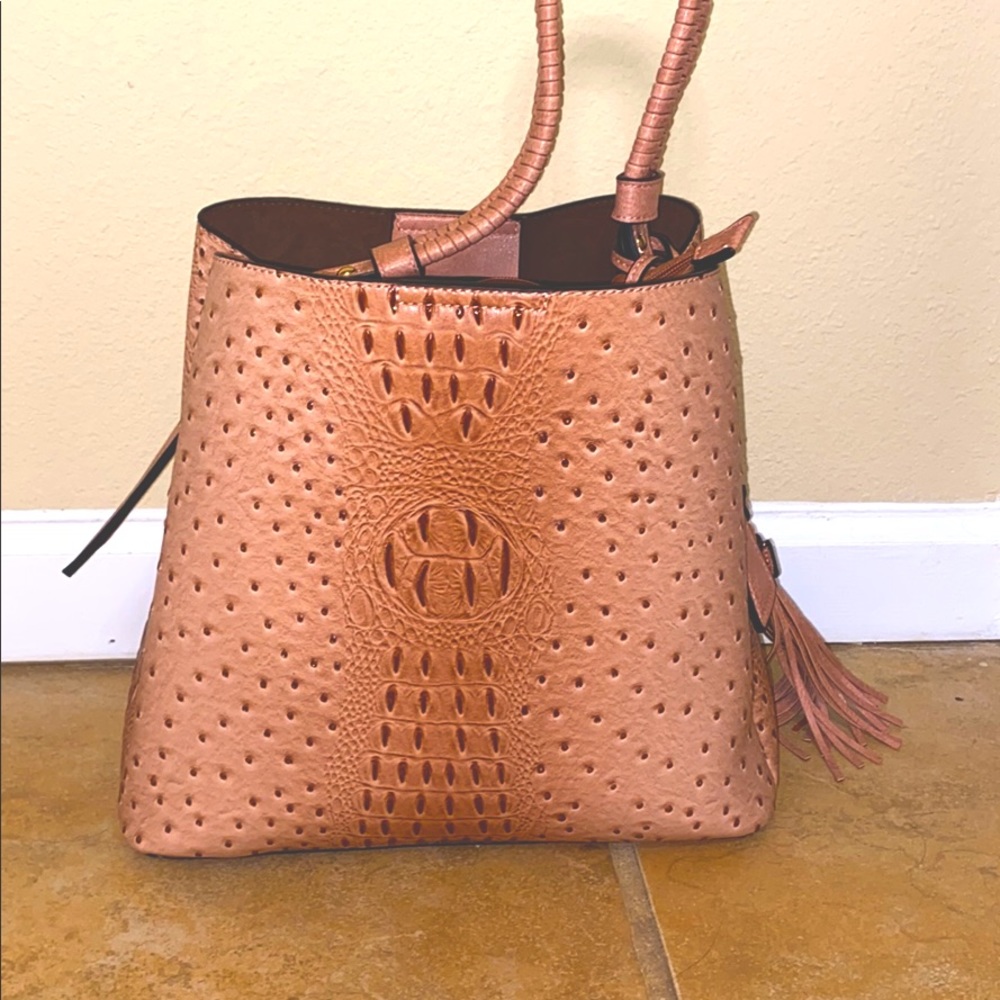 Large half alligator faux and ostrich faux bag